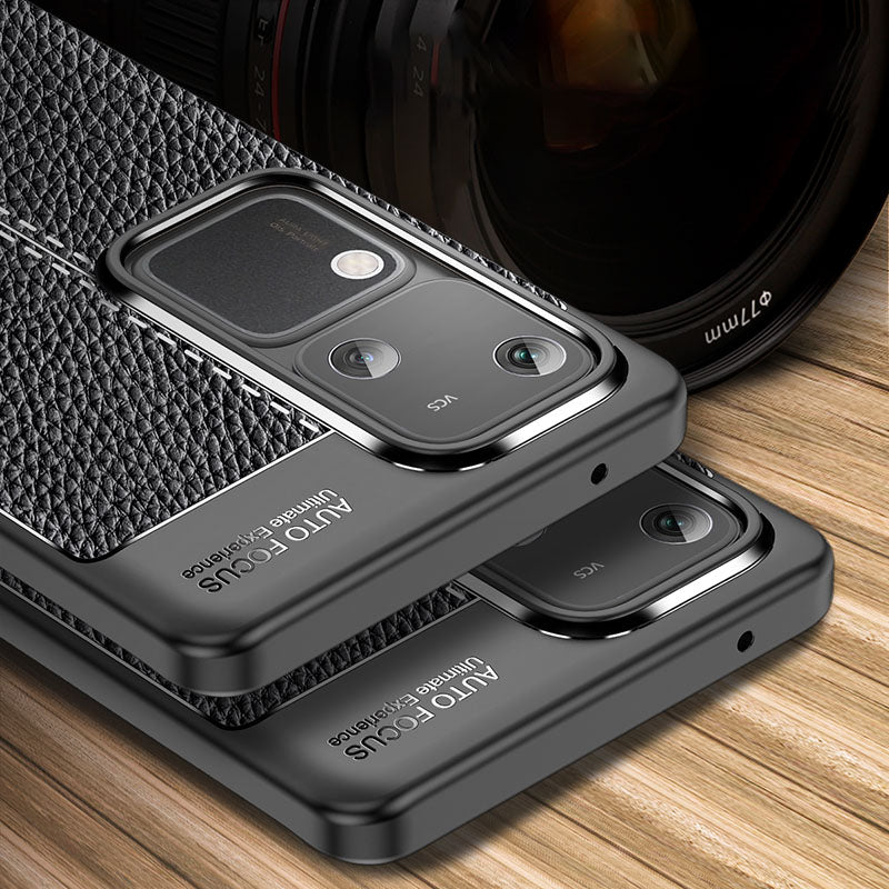 For vivo S18 5G Case Litchi Texture Flexible TPU Phone Protective Cover - Black For vivo S18 5G Case Litchi Texture Flexible TPU Phone Protective Cover - Black